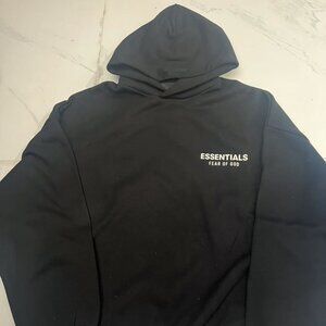 💗Fear of God Essentials Black White Stretch Hoodie RARE FW24 100% AUTHENTIC💗